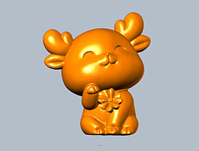 Q版圣誕鹿擺件STL模型精雕圖紙_電腦數控玉石雕刻