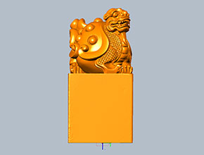 龍龜立體印章手把件精雕玉石雕刻圖_電腦數控玉