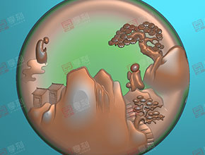 山水翡翠玉石吊墜精雕圖_電腦數控玉石雕刻機廠