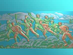 抗戰八路軍浮雕紀念牌精雕圖_電腦數控玉石雕刻