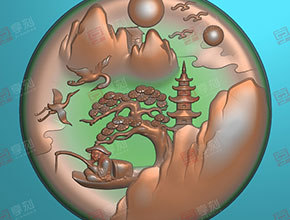 電腦雕刻山水玉石吊墜精雕圖_電腦數控玉石雕刻