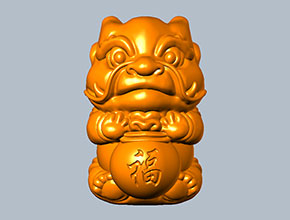 獅子福袋立體吊墜擺件精雕模型圖_電腦數控玉石