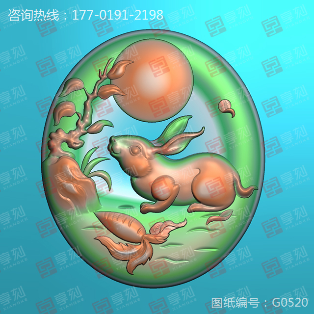 兔年大吉兔年十二生肖玉石雕刻圖案