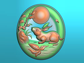 兔年大吉兔年十二生肖玉石雕刻圖案_電腦數控玉