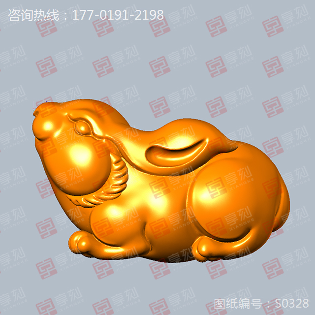 兔年兔生肖手把件擺件玉石雕刻精雕圖