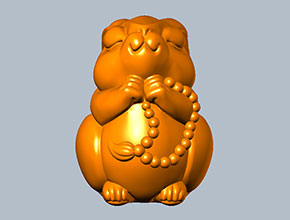 佛緣兔動物手把件擺件玉石雕刻圖紙_電腦數控玉