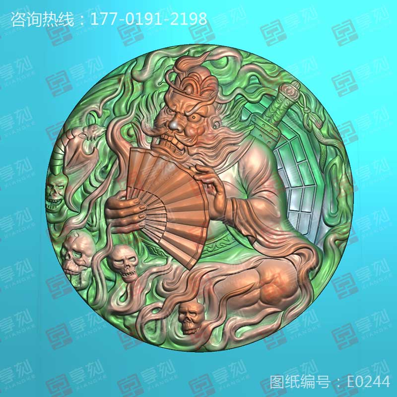 鐘馗捉鬼浮雕玉石圖紙玉雕機精雕圖