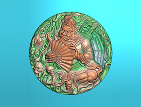 鐘馗捉鬼浮雕玉石圖紙玉雕機精雕圖_電腦數控玉