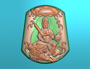 八大守護神文殊菩薩玉石雕刻機圖_電腦數控玉雕