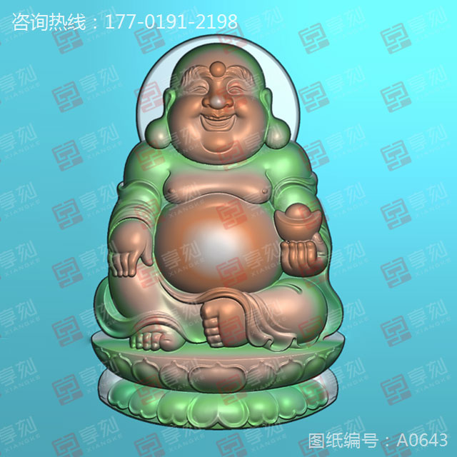 玉石吊墜佛公玉雕模型圖紙精雕圖