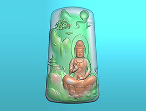 玉石觀音山水翡翠雕刻工具圖紙_電腦數控玉雕雕