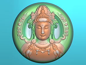 正裝圓牌觀音翡翠玉石玉雕工具圖紙_電腦數控玉