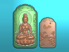 觀音菩薩岫玉吊墜自動雕刻機圖紙_電腦數控玉雕