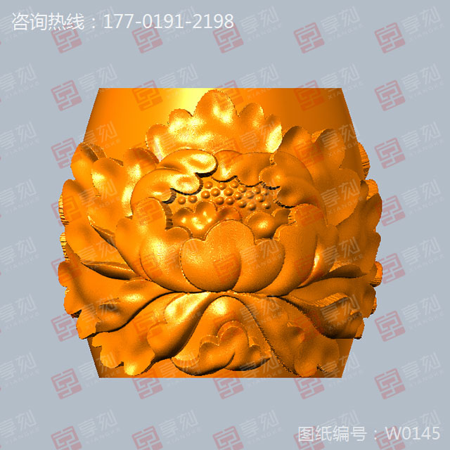 牡丹桶珠精雕模型玉石雕刻機圖