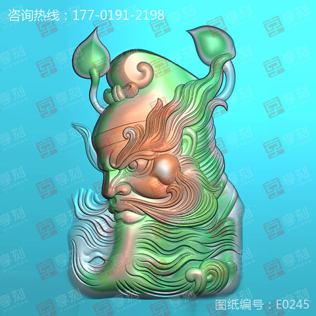 鐘馗人物浮雕精雕圖_玉石自動雕刻工具