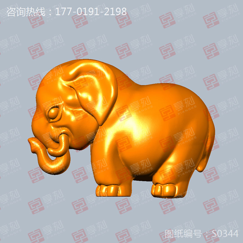 大象擺件立體模型3D雕刻圖_五軸雕刻機