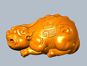 貔貅仿古獸手把件玉石雕刻工具圖紙_玉石雕刻機