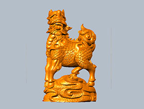 麒麟擺件玉石工藝品木雕模型圖紙_五軸雕刻機廠