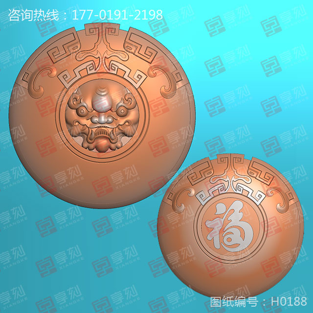 仿古獸紋玉佩玉雕電腦精雕圖