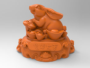 兔年大吉擺件雕塑模型玉石雕刻機圖_享刻數控雕