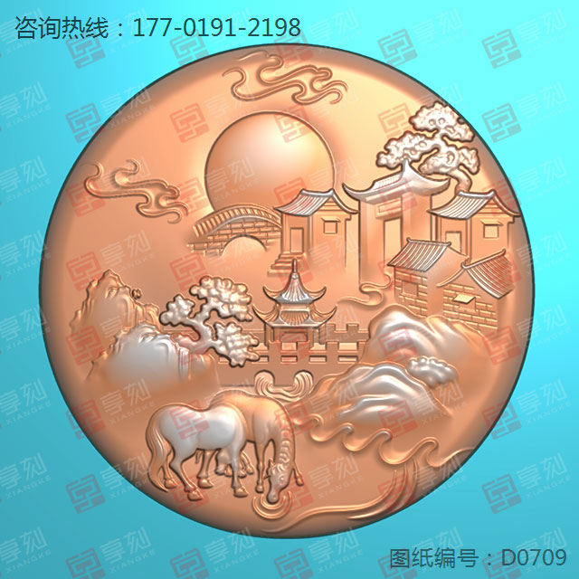 動物山水牌玉石雕刻機電腦雕刻圖紙