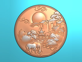 動物山水牌玉石雕刻機電腦雕刻圖紙_享刻數控雕