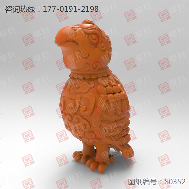 鳥尊玉雕銅雕擺件雕刻機電腦模型圖
