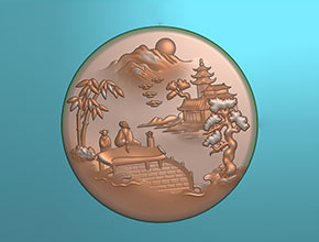 山水人物系列玉石雕刻機電腦雕刻圖紙_享刻數控