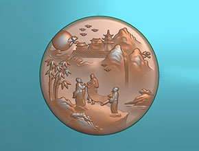 山水圓牌系列玉石雕刻機電腦雕刻圖紙_享刻數控