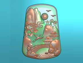 翡翠山水牌系列玉石雕刻機電腦雕刻圖紙_享刻數