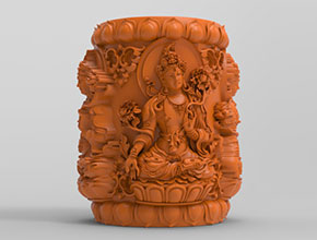 度母勒子筆筒工藝品電腦雕刻圖_享刻數控雕刻機