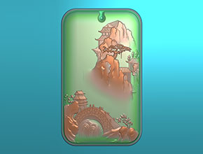 岫玉山水掛件玉石電腦雕刻機精雕圖_享刻數控雕