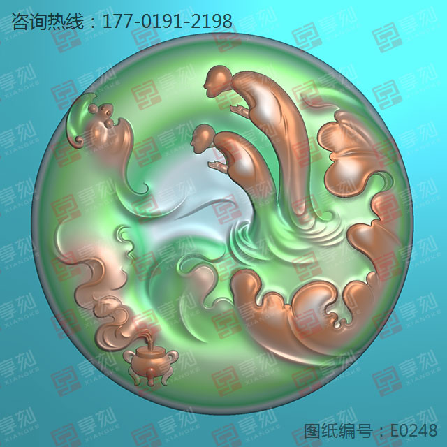 翡翠禪意佛牌電腦玉石雕刻機精雕圖