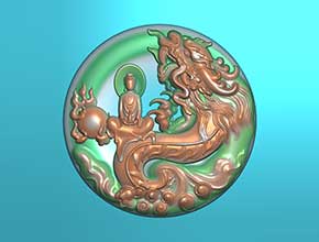 龍觀音圓牌玉石雕刻模型圖_享刻數控雕刻機廠家