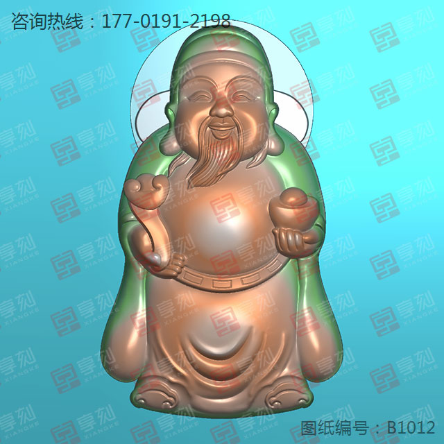 財神爺吊墜玉石吊墜浮雕雕刻圖紙