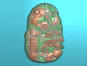 翡翠山水浮雕牌子電腦精雕雕刻圖紙_享刻數控雕