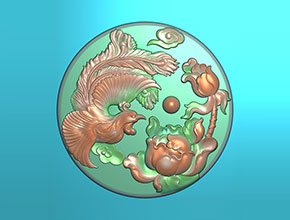 鳳凰牡丹玉石吊墜電腦雕刻模型圖紙_享刻數控雕