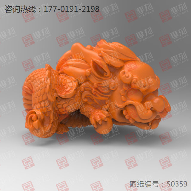 Q版萌龍擺件玉石玻璃雕刻機圖紙