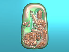 文殊菩薩翡翠玉墜電腦雕刻精雕機圖_享刻數控雕