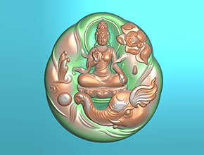 菩薩觀音圓牌吊墜電腦雕刻模型圖_享刻數控雕刻