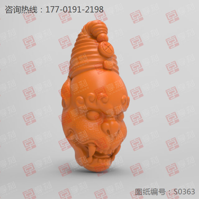 獸頭吊墜玉石翡翠電腦雕刻精雕圖