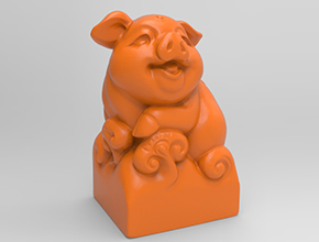 財豬印章3d模型電腦玉雕精雕圖紙_享刻數控雕刻