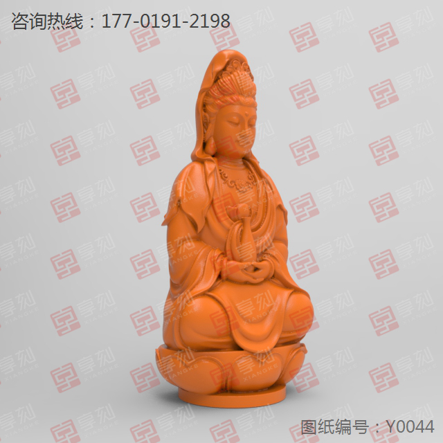 坐觀音立體擺件模型電腦玉雕精雕圖紙