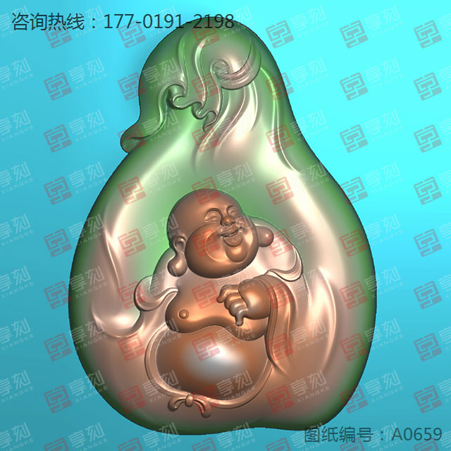 佛公吊墜玉石電腦雕刻精雕圖紙