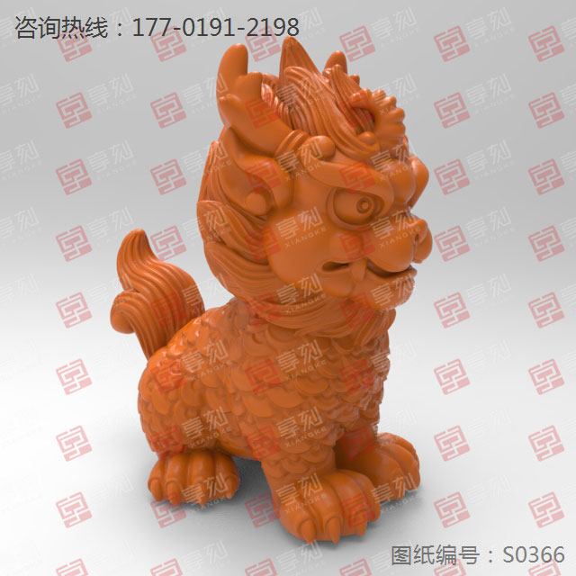 獅子擺件玉石電腦雕刻精雕圖紙