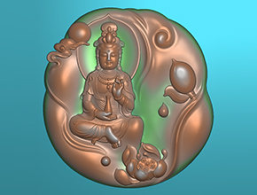 精美觀音翡翠精雕模型圖玉石玉墜雕刻圖_享刻數