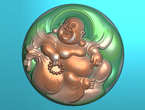 彌勒佛翡翠圓牌吊墜電腦精雕圖_享刻數控雕刻機