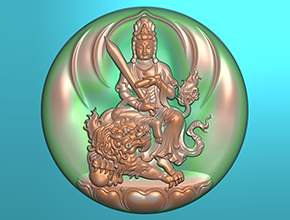 文殊八大守護神翡翠圓牌電腦雕刻精雕圖_享刻數