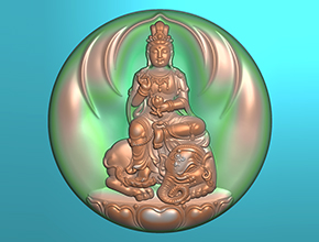 普賢八大守護神翡翠圓牌電腦雕刻精雕圖_享刻數