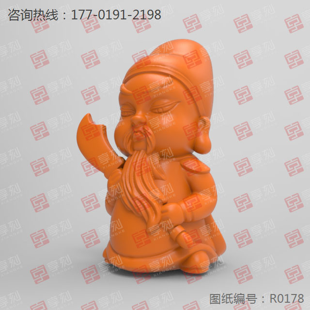 立體Q版關公擺件電腦雕刻精雕圖